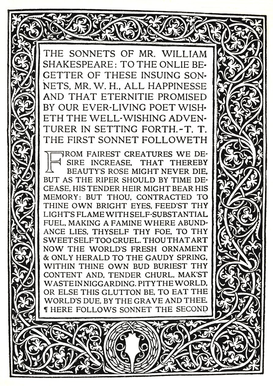 Riccardi Press: Pagina dai Sonetti di Shakespeare, c.1914 da Herbert Percy Horne