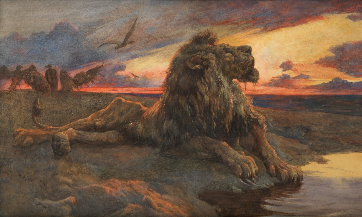 Studio per Il leone morente da Herbert Thomas Dicksee
