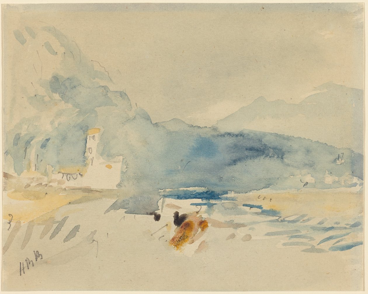 Un paesaggio con montagne e un ruscello da Hercules Brabazon Brabazon