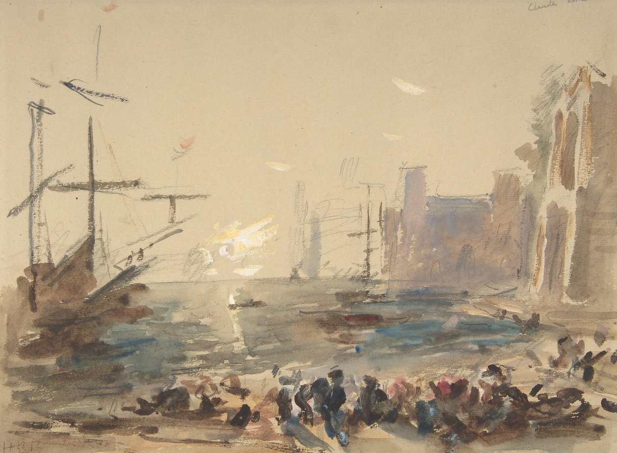 Paesaggio Marino recto, Schizzo indecifrabile verso da Hercules Brabazon Brabazon
