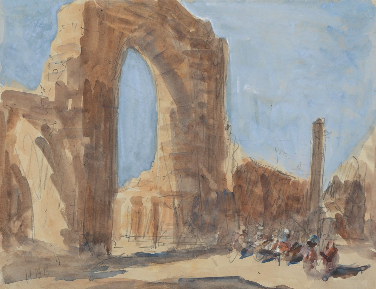 La moschea Quwwat-ul-Islam e la colonna di ferro di Delhi, complesso del Qutb Minar da Hercules Brabazon Brabazon