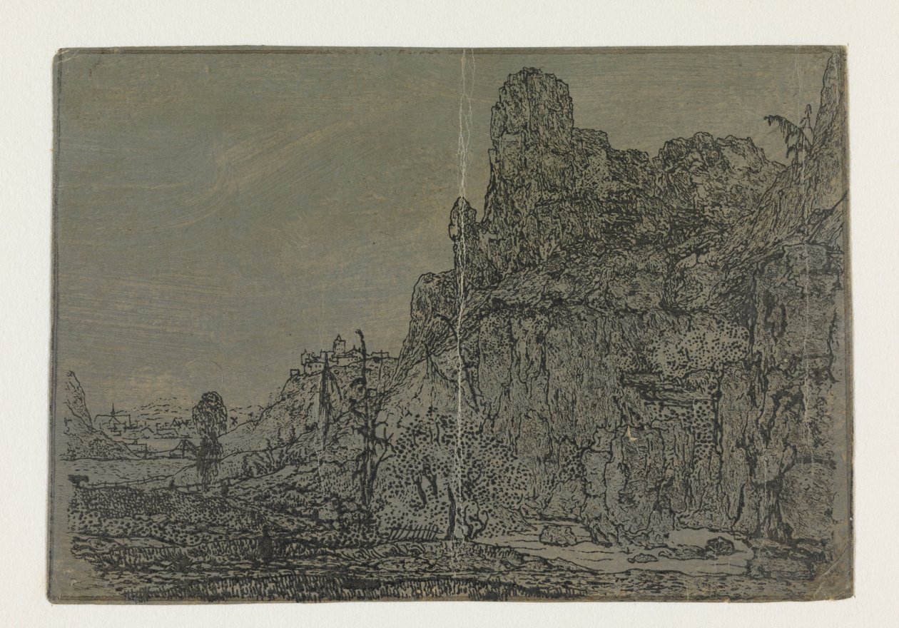 Paesaggio con una ripida scogliera, versione piccola da Hercules Segers