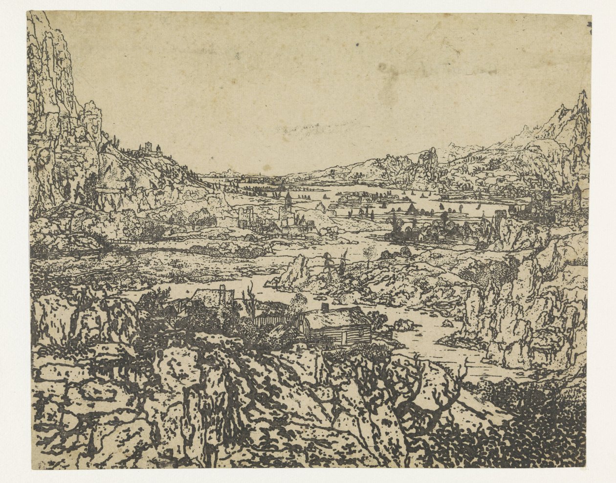Valle di montagna con un fiume tortuoso da Hercules Segers