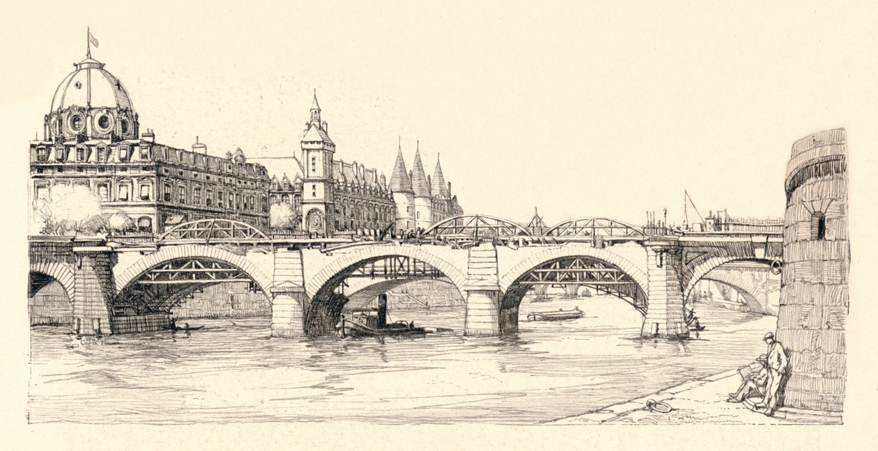 Lavori sul vecchio Pont Notre-Dame, 1913-1915 da Herman Armour Webster