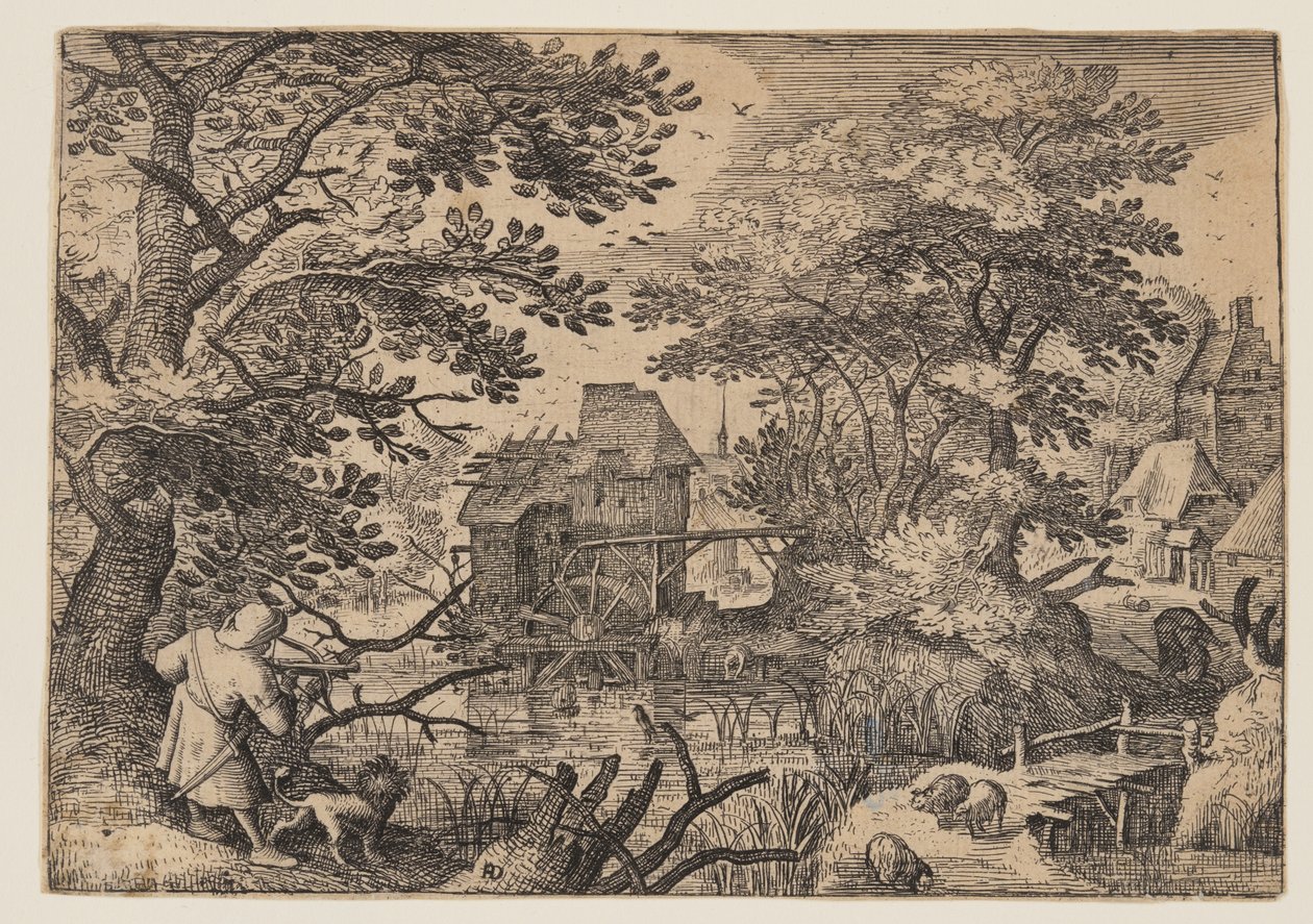Paesaggio fluviale con uno sportivo da Herman Duning