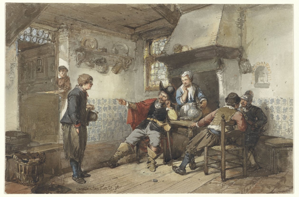 Alcuni uomini e un soldato in una locanda da Herman Frederik Carel ten Kate