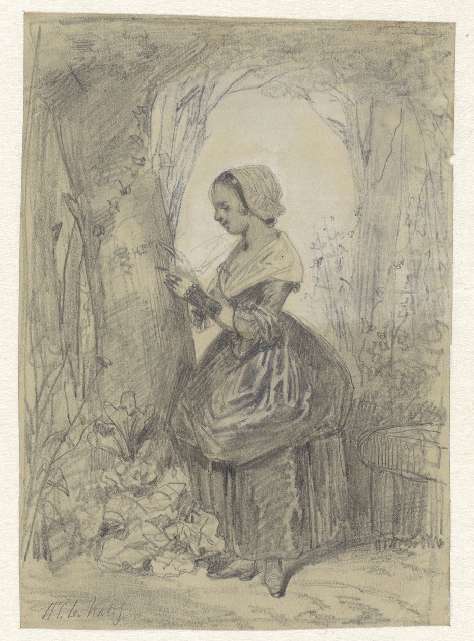 Ragazza vicino a un albero da Herman Frederik Carel ten Kate