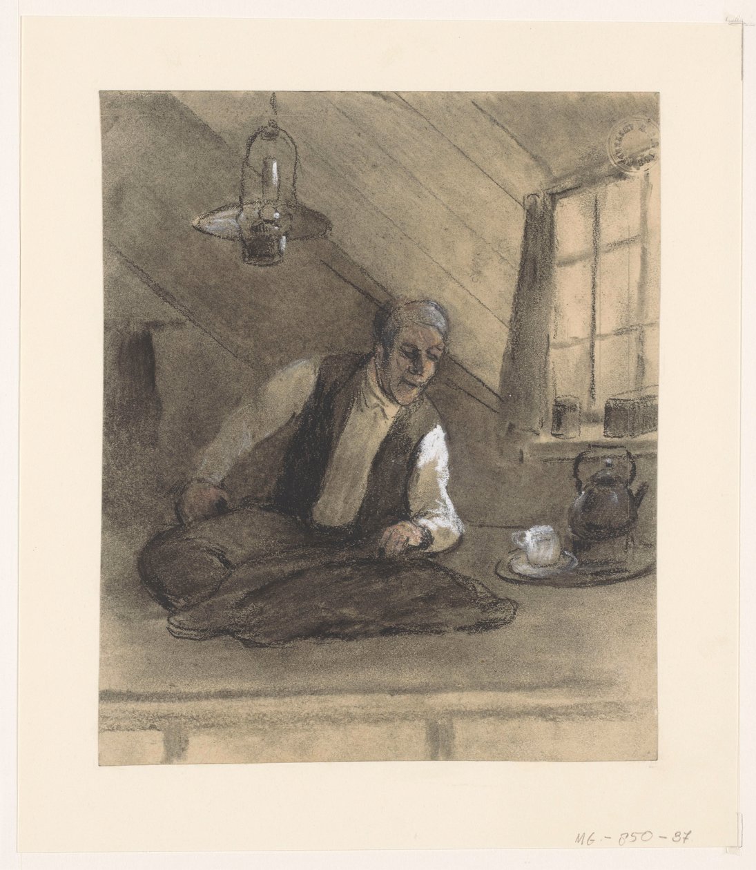 Sarto al lavoro in una soffitta da Herman Heijenbrock (possibly)