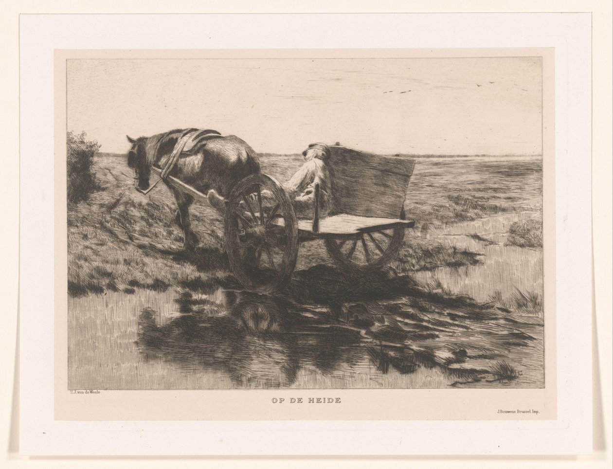 Carro di cavalli sulla brughiera (Sulla brughiera) da Herman Johannes van der Weele
