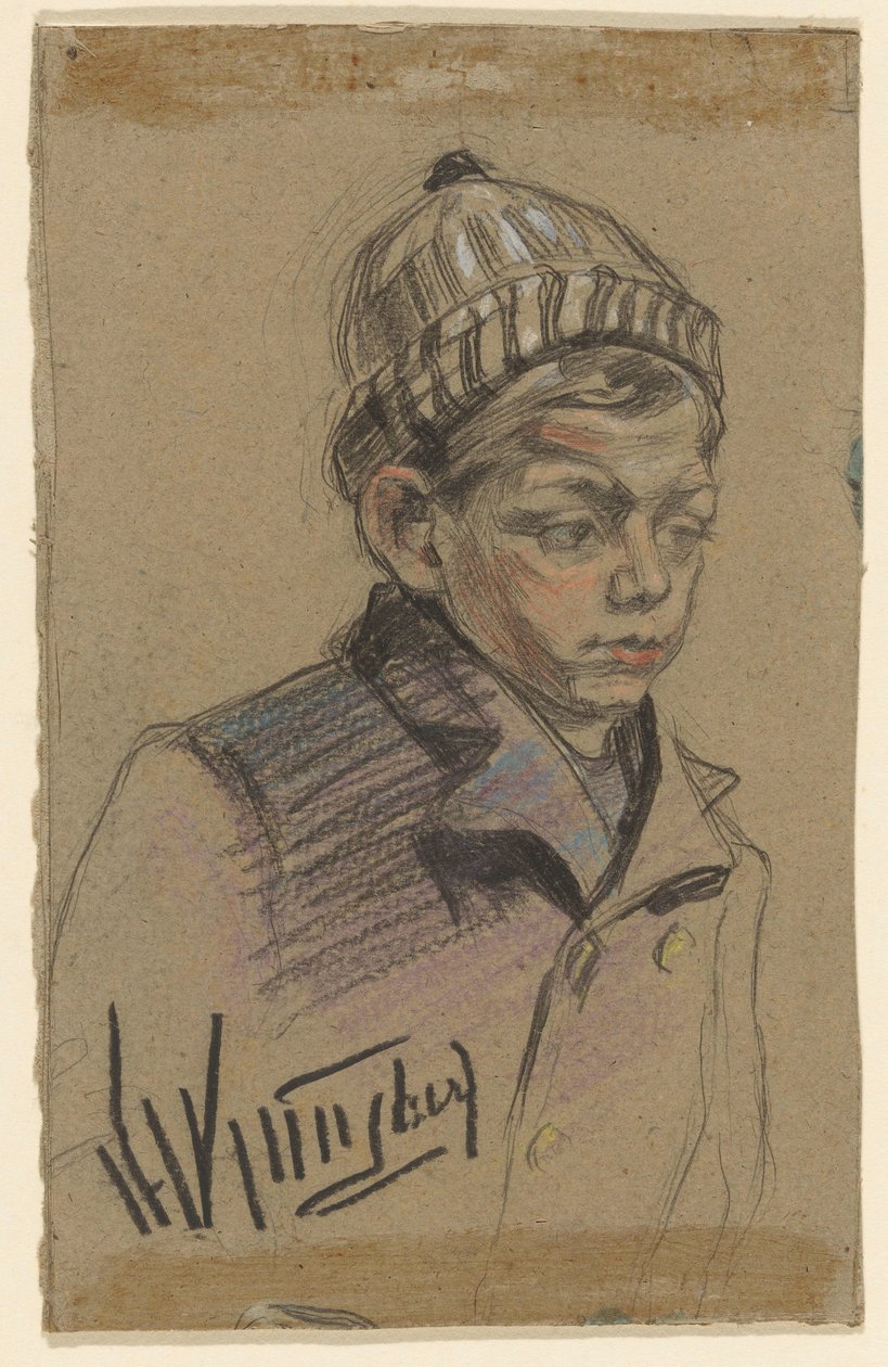 Ragazzo con cappotto e berretto da Herman Kruyder (signed by artist)