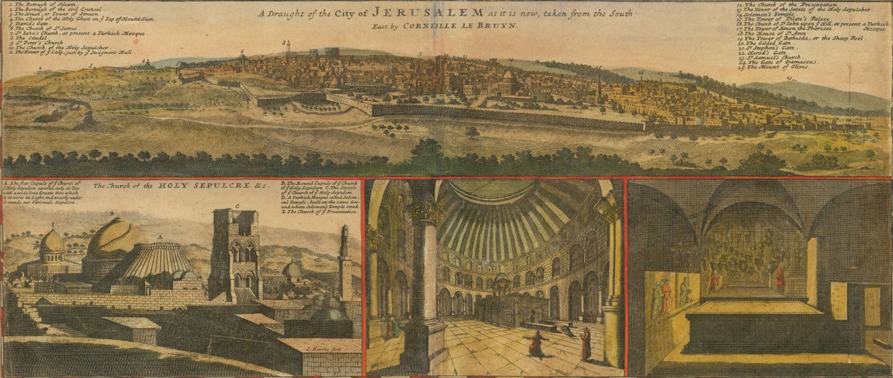 Vedute di Gerusalemme del 1730, dettaglio della mappa di Herman Moll da Herman Moll