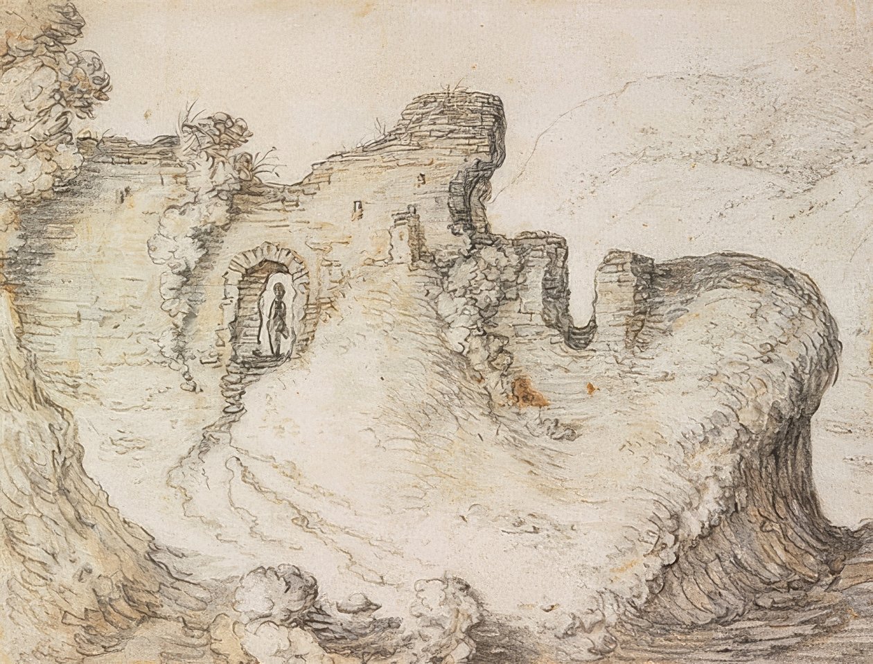 Paesaggio montano con rovine da Herman Saftleven