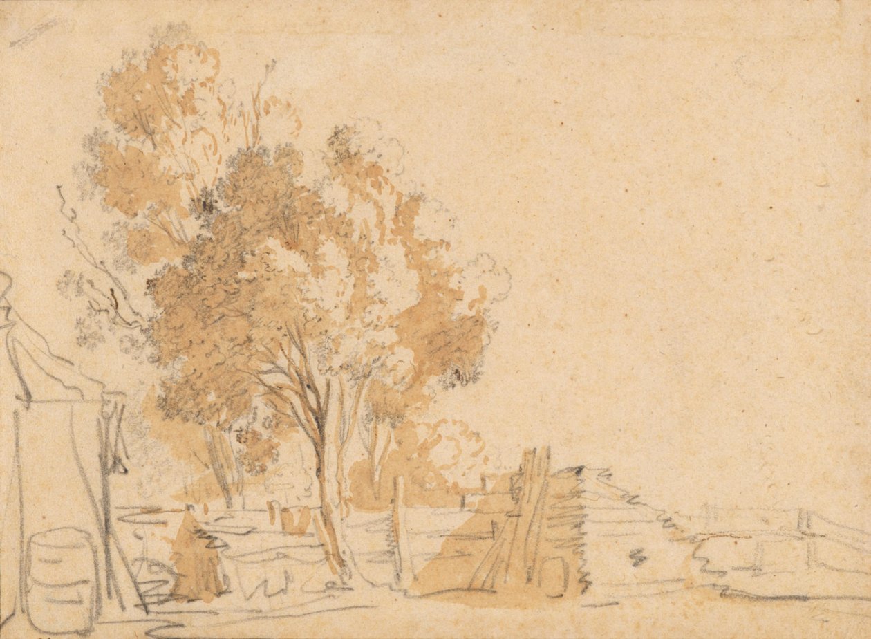 Alberi in un cortile da Herman Saftleven