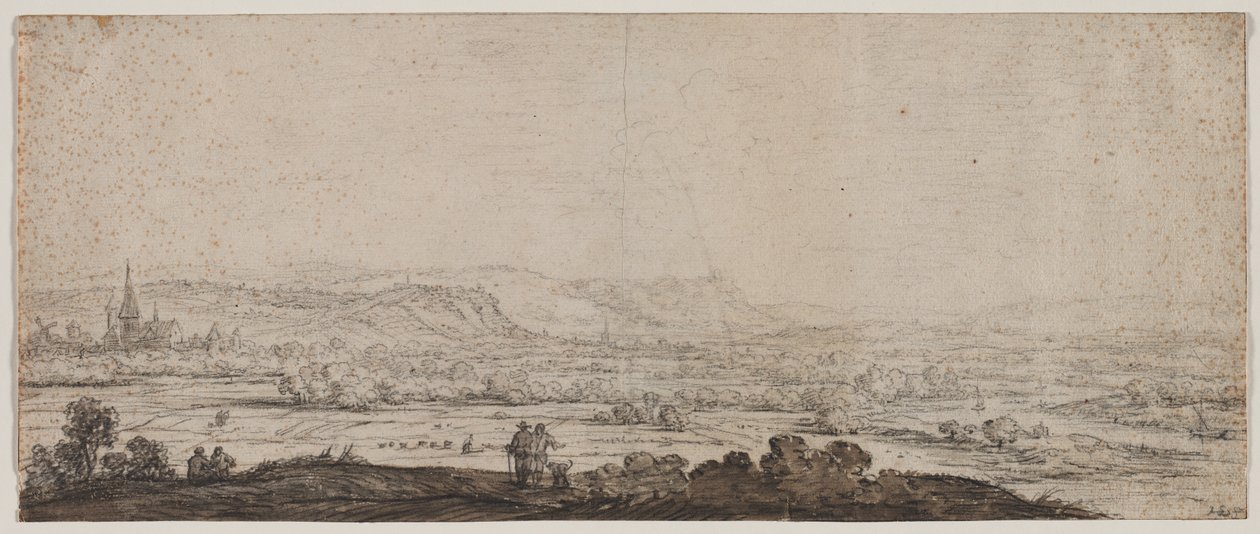 Paesaggio con il villaggio di Schenkenschanz, Gheldria da Herman Saftleven
