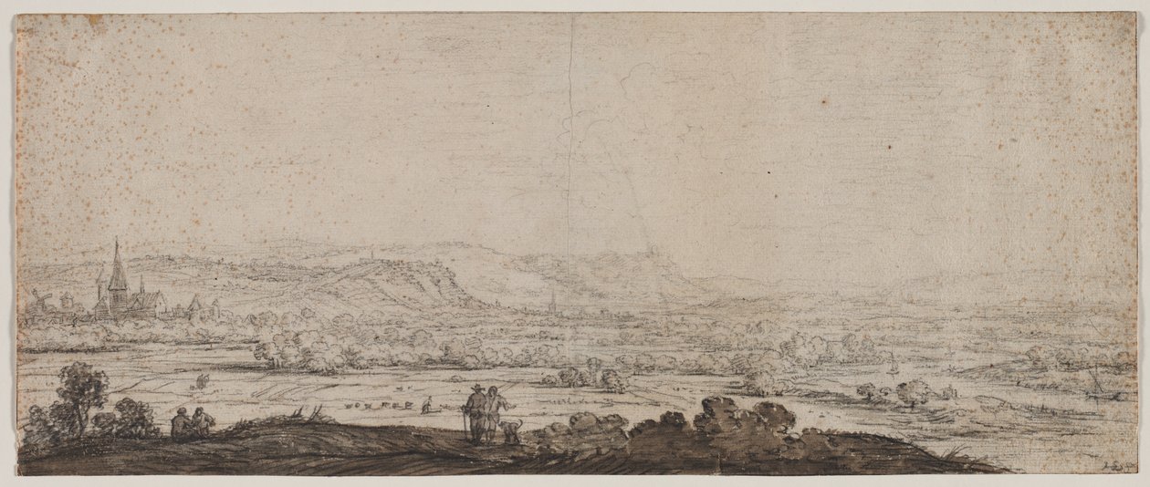 Paesaggio con il Villaggio di Schenkenschanz, Gheldria, 1600 da Herman Saftleven