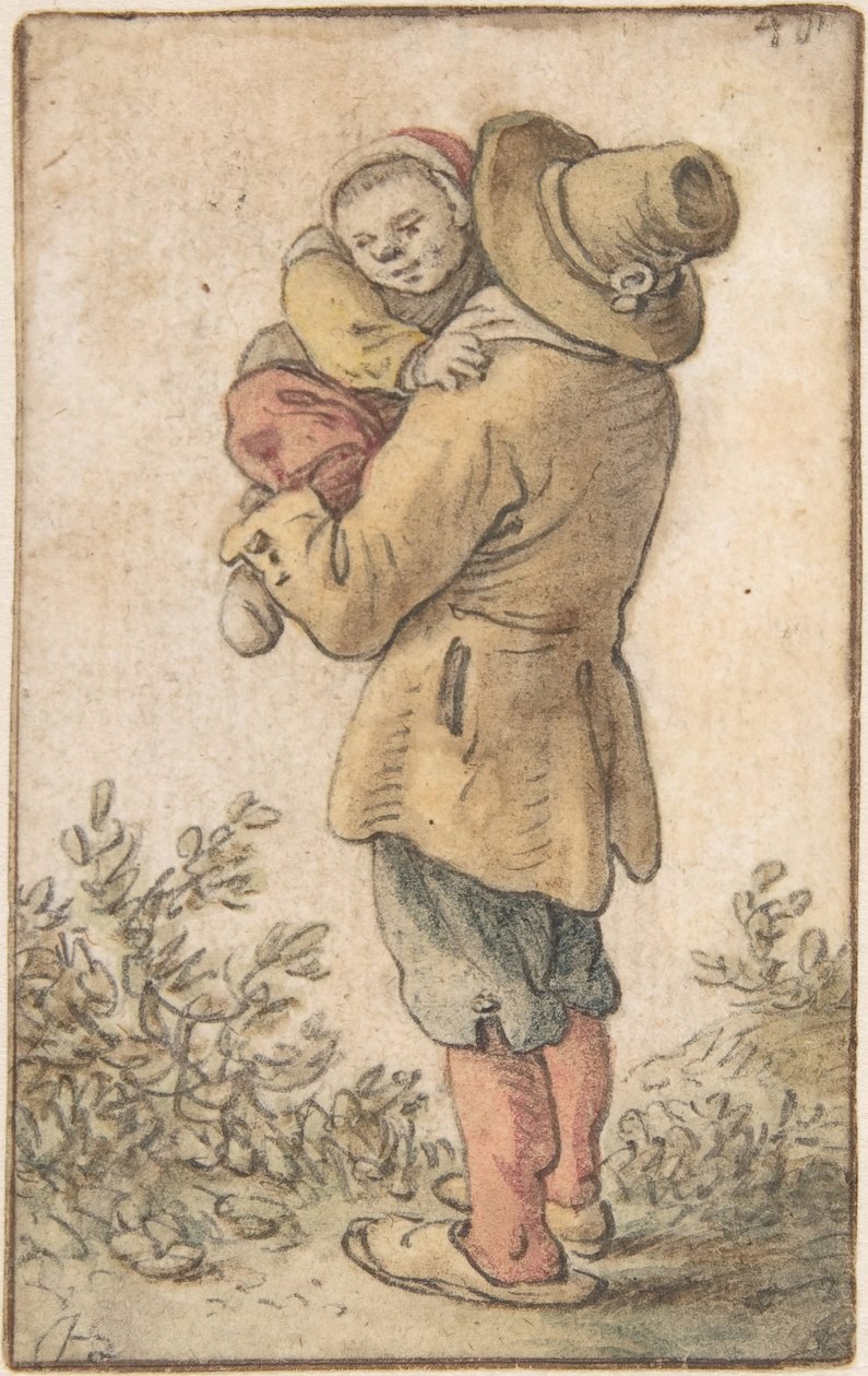 Contadino con bambino, XVII secolo da Herman Saftleven the Younger