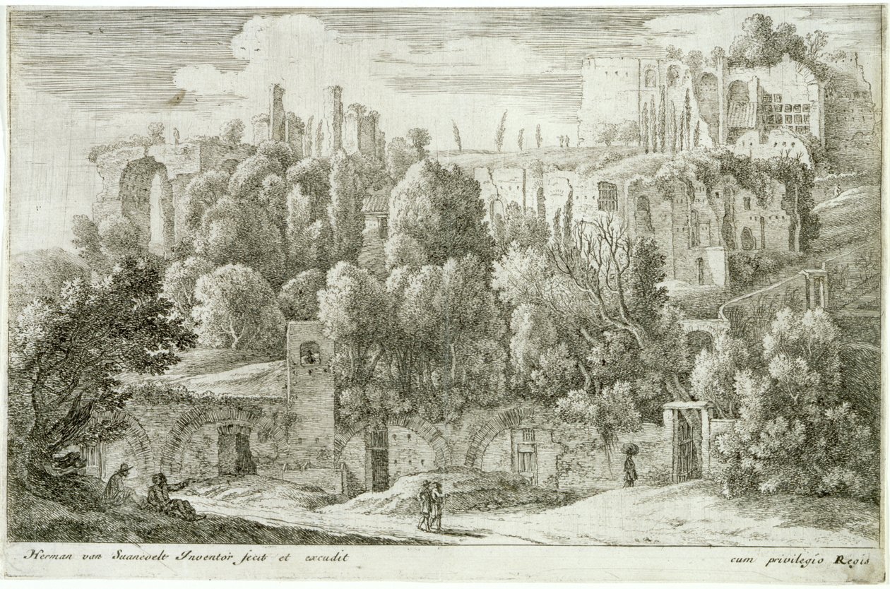 Rovine antiche di un anfiteatro da Herman van Swanevelt