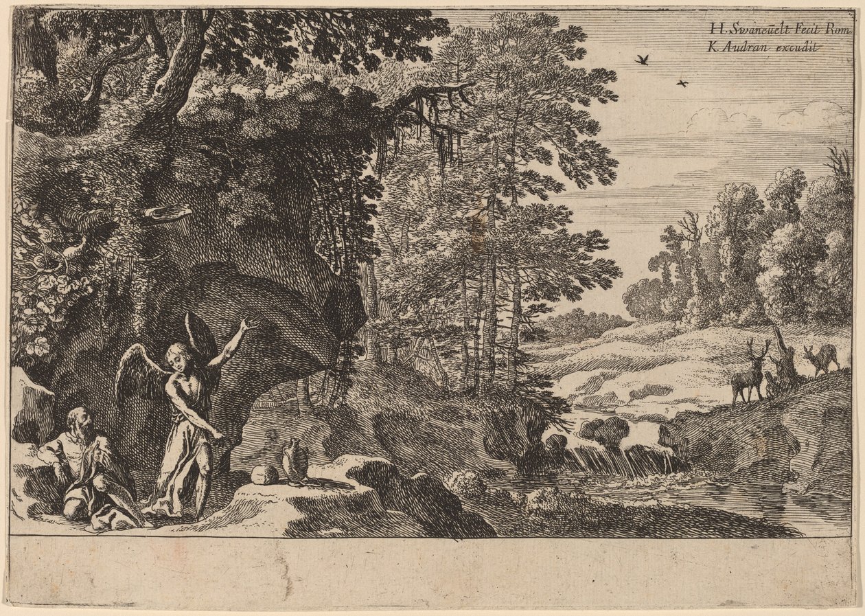Elia nel deserto da Herman van Swanevelt