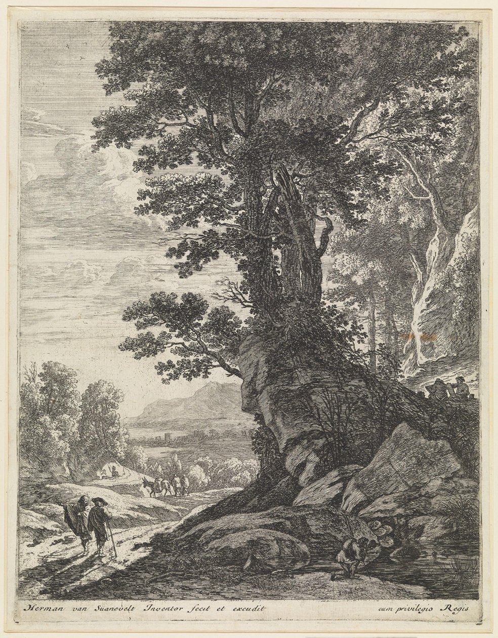 Paesaggio con pittori ai piedi di un gruppo di alberi da Herman van Swanevelt