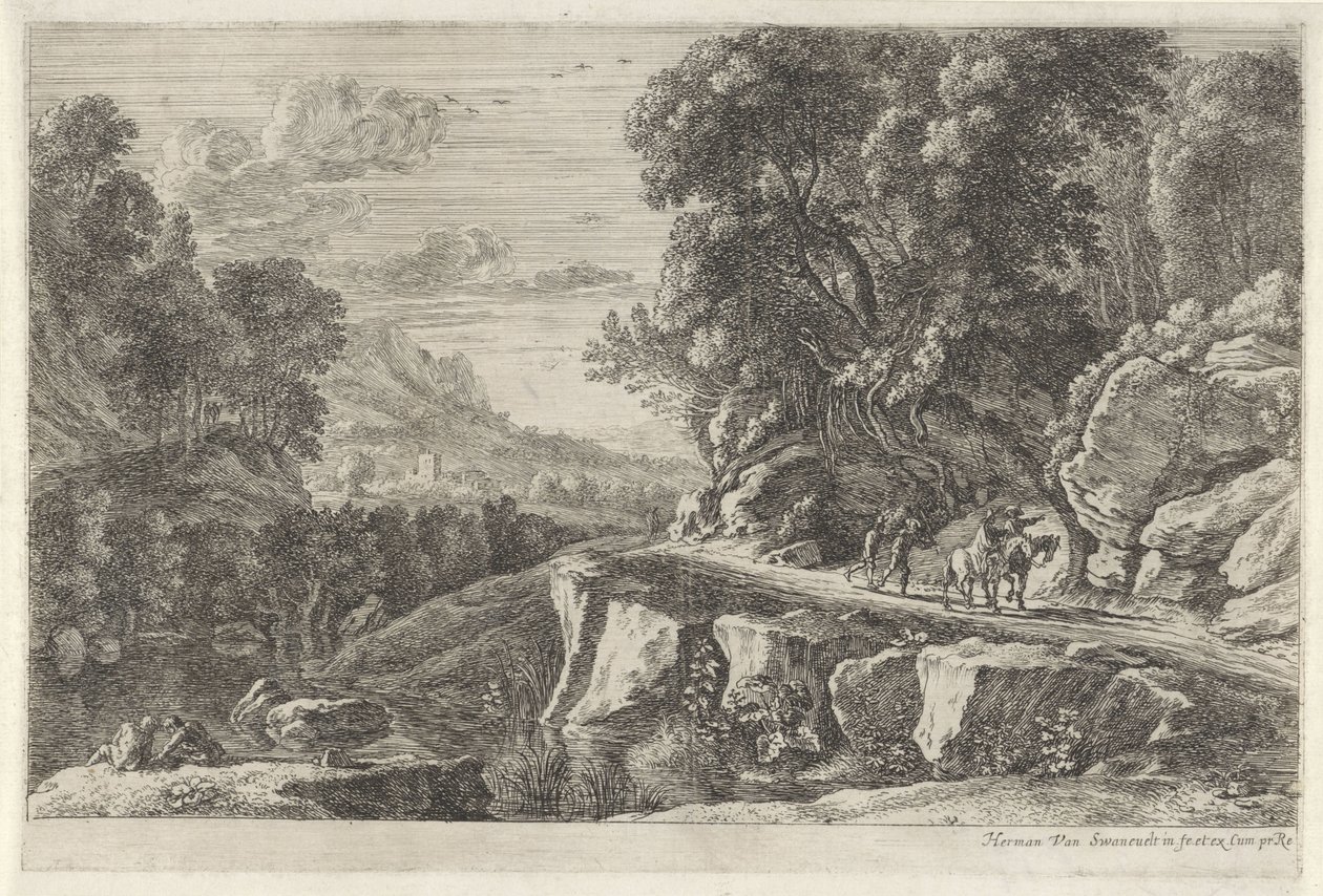 Paesaggio con due cavalieri da Herman van Swanevelt