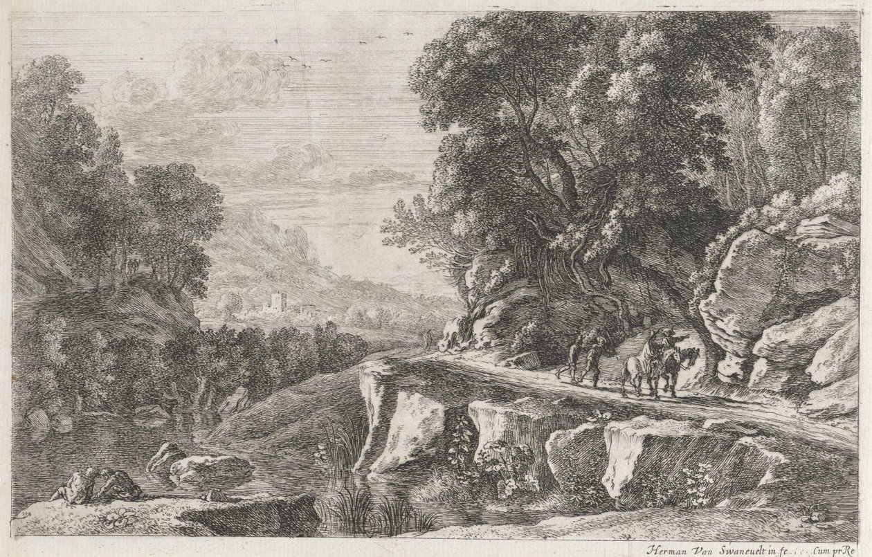 Paesaggio con due cavalieri da Herman van Swanevelt