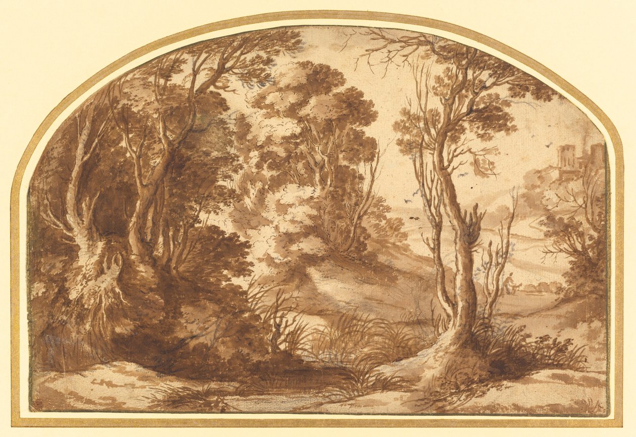 Piscina al margine di un bosco da Herman van Swanevelt