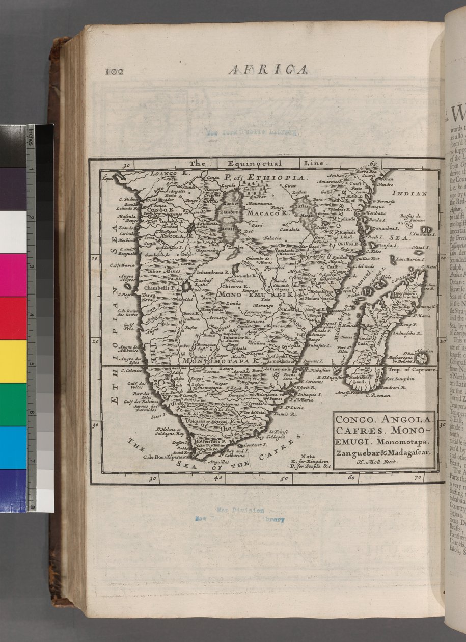 Congo. Angola. Cafres. Monoemugi. Monomotapa. Zanguebar e Madagascar, 1701 da Hermann Moll