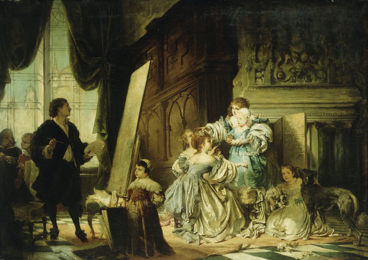 Van Dyck nel suo studio dipinge un ritratto di Carlo, principe di Galles, figlio di Carlo I da Hermann Schneider