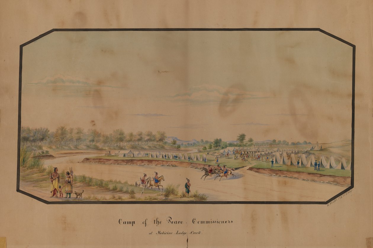 Campo dei commissari di pace a Medicine Lodge Creek, 1867 da Hermann Stieffel