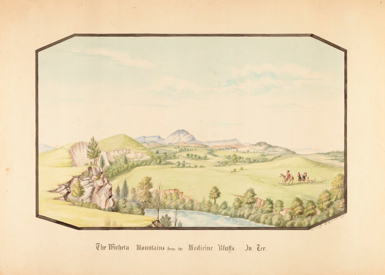 I monti Wichita da Medicine Bluff, Territorio Indiano da Hermann Stieffel