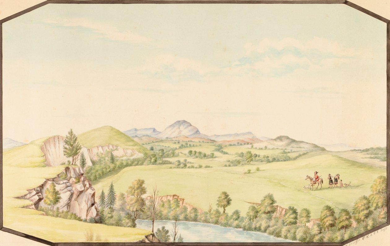 Le montagne Wichita da Medicine Bluff, Territorio indiano da Hermann Stieffel