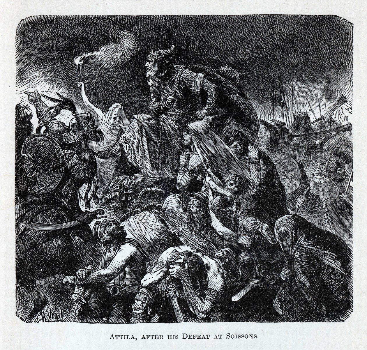 Attila dopo la sua sconfitta a Soissons da Hermann Vogel