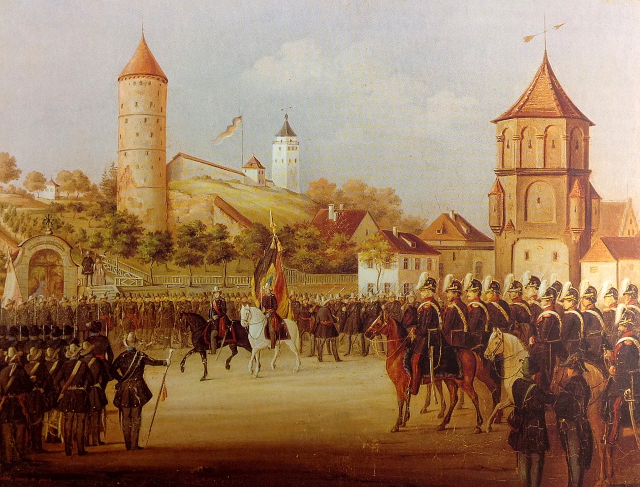Hermann Volz Sfilata della milizia di Biberach alla Riedlinger Tor nel 1849 da Hermann Volz