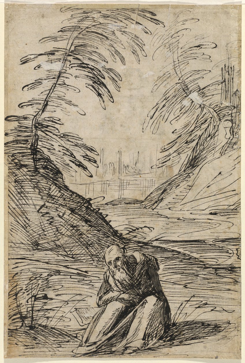 Paesaggio Desertico con un Eremita (verso) da Hermann Weyer
