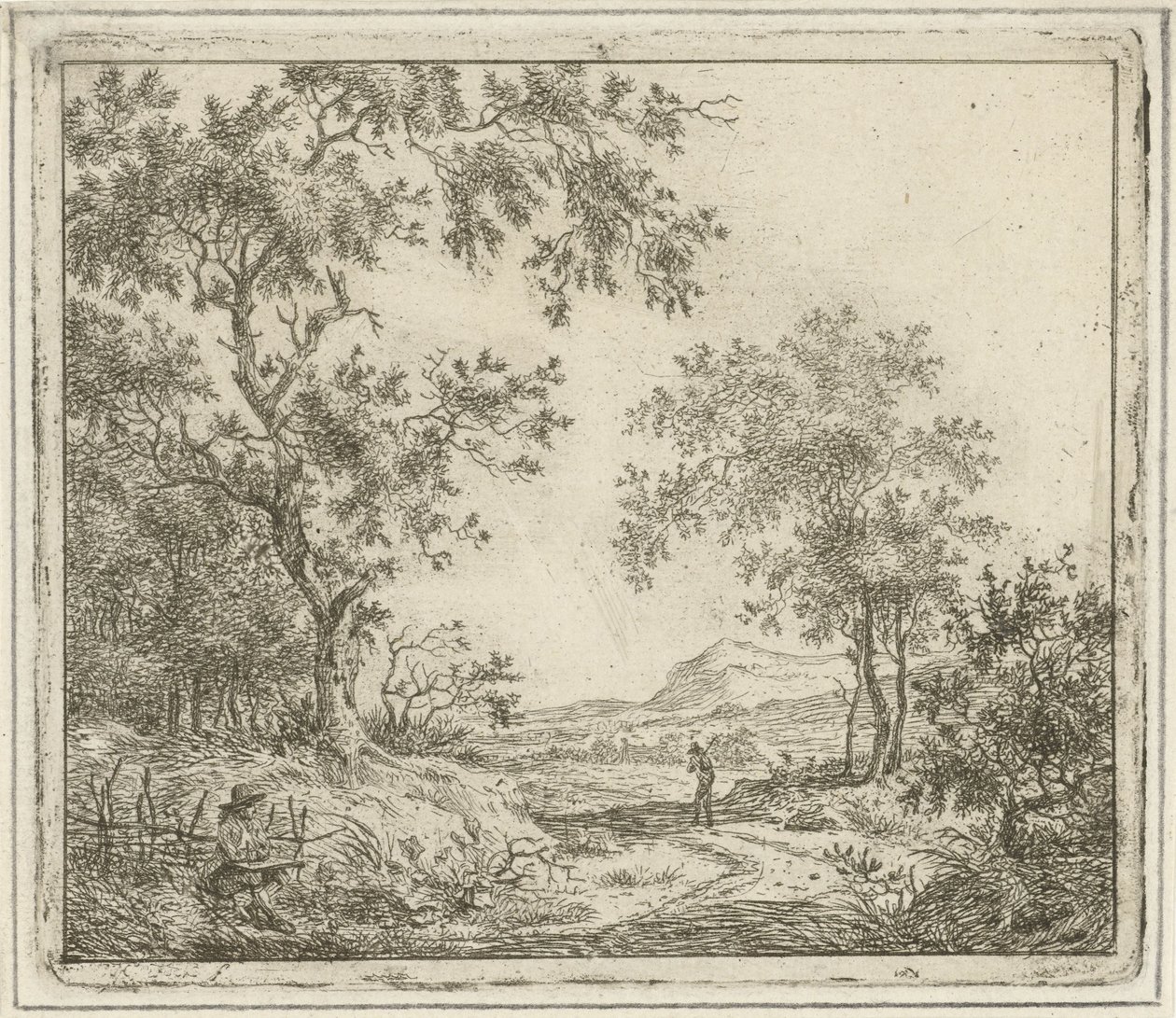 Paesaggio con disegnatore e passeggiatore da Hermanus Fock
