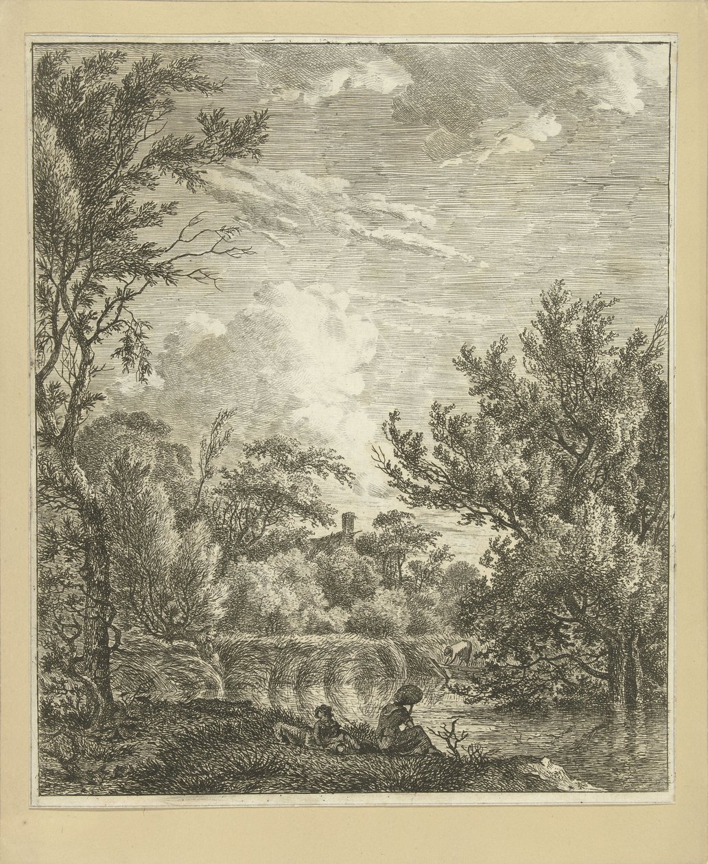 Paesaggio con donna sulla riva da Hermanus Fock