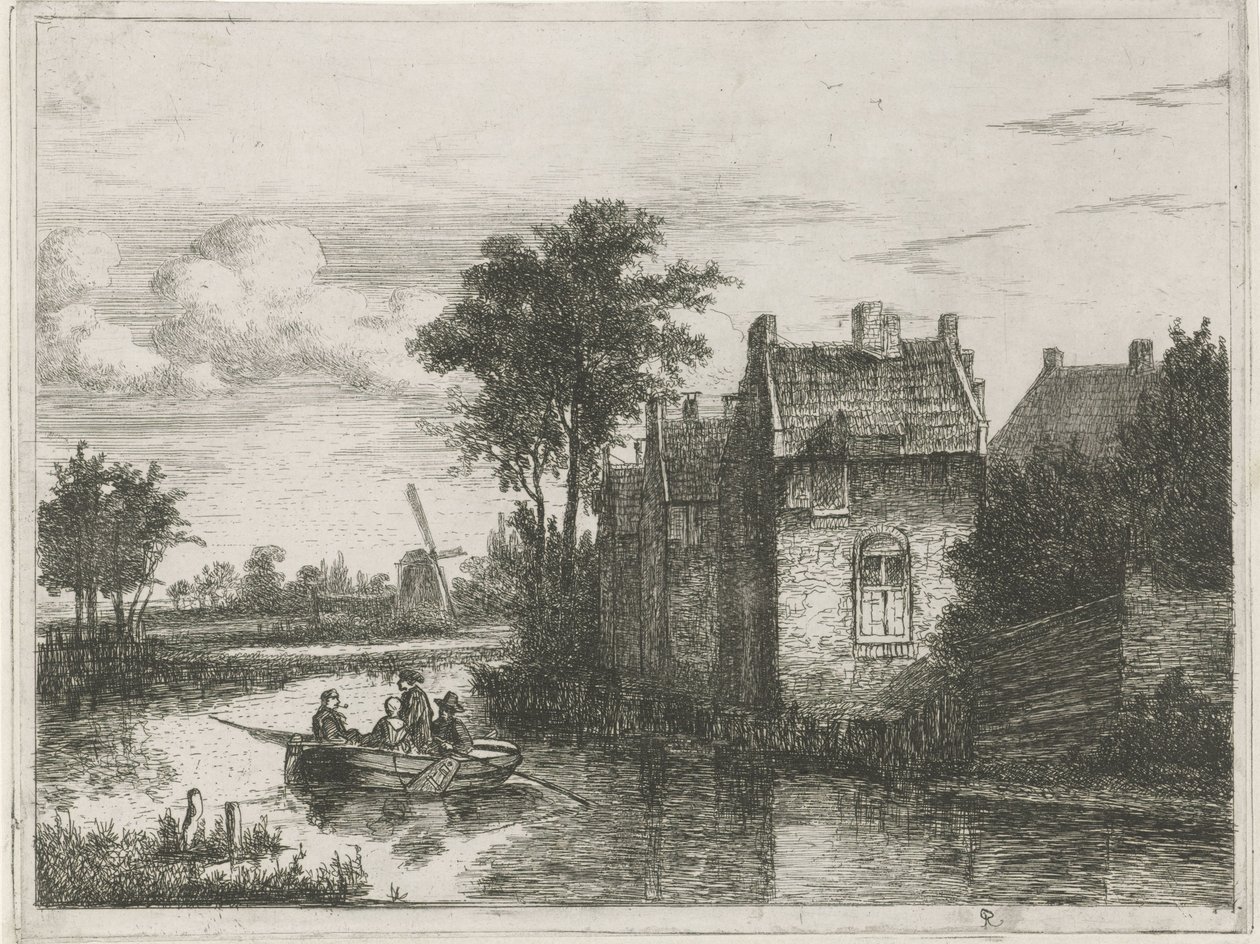 Barca con quattro passeggeri da Hermanus Jan Hendrik van Rijkelijkhuysen