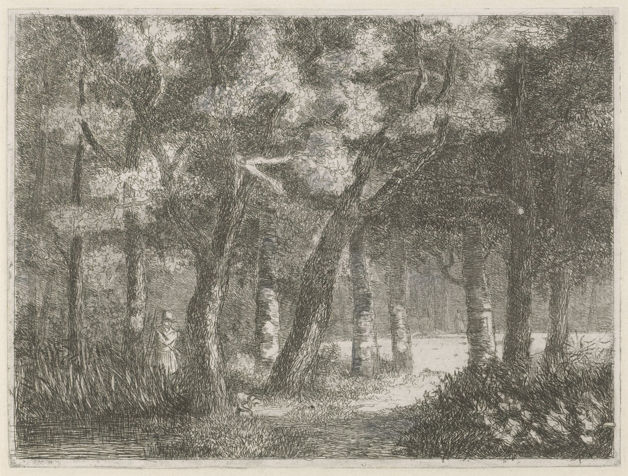 Cacciatore e il suo cane nel bosco da Hermanus Jan Hendrik van Rijkelijkhuysen