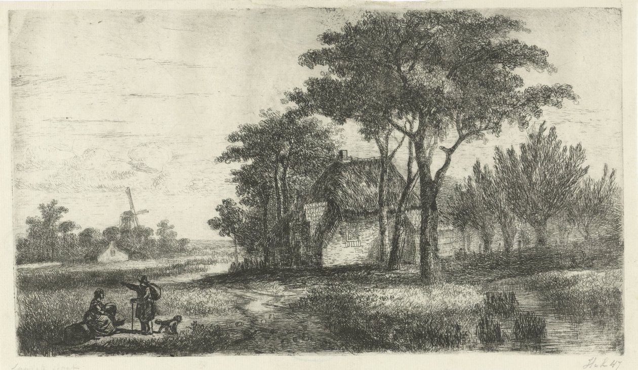 Paesaggio con un viandante da Hermanus Jan Hendrik van Rijkelijkhuysen