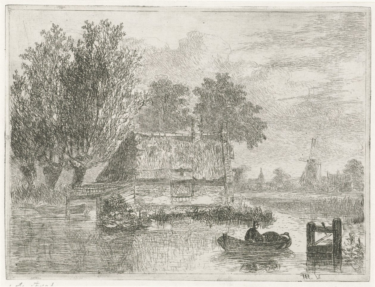 Uomo con una botte in una barca da Hermanus Jan Hendrik van Rijkelijkhuysen