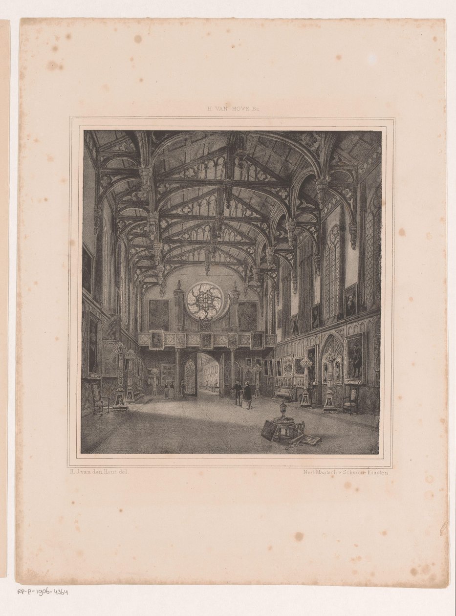 Interno di una sala gotica nel Palazzo Kneuterdijk da Hermanus Johannes van den Hout