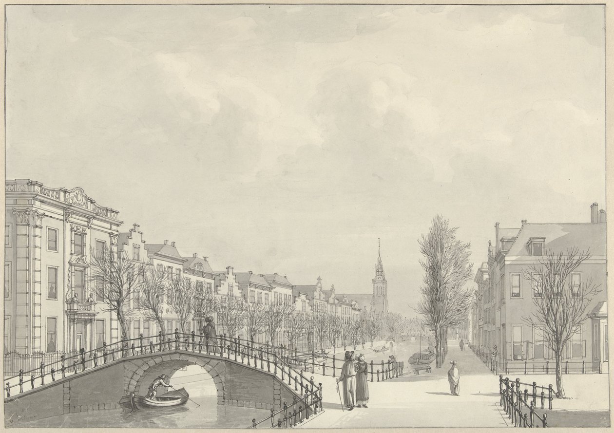 Veduta del Rapenburg a Leida dal ponte Nieuwsteeg, 1807 da Hermanus Numan (signed by artist)