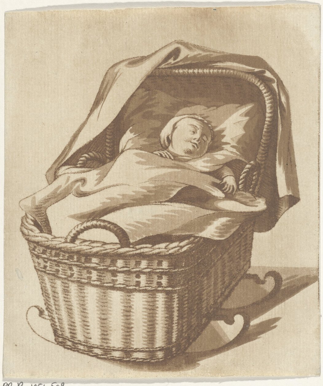 Bambino che dorme in una culla da Hermanus Numan