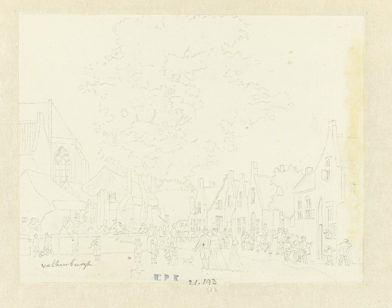Mercato nel villaggio di Valkenburg da Hermanus Petrus Schouten