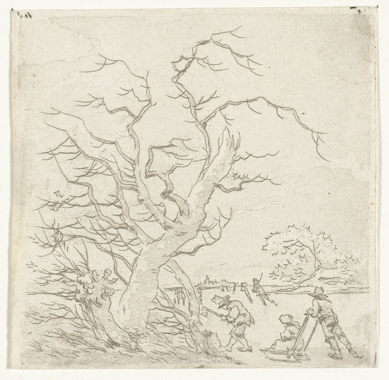 Paesaggio invernale con pattinatori e taglialegna da Hermanus van Brussel