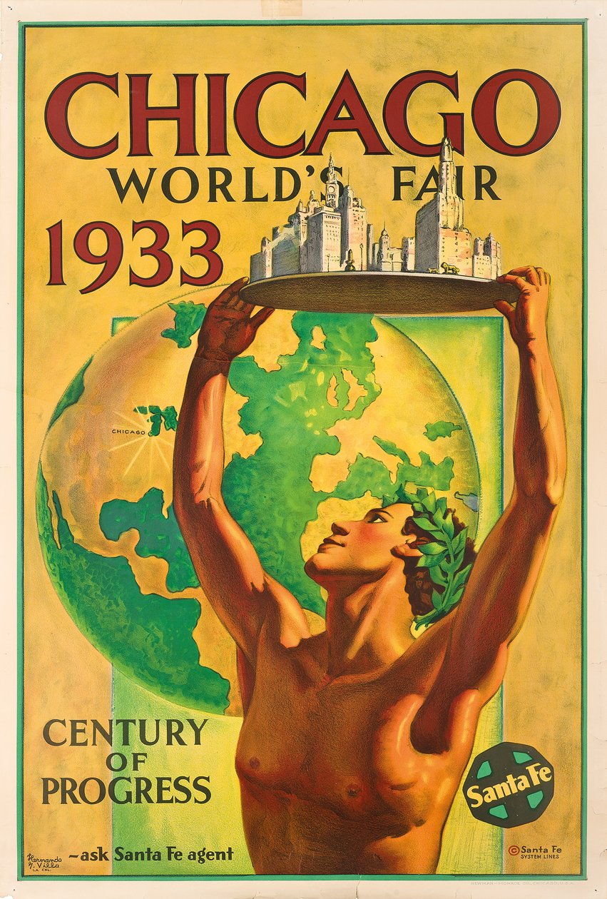 Manifesto che Pubblicizza la Fiera Mondiale del 1933 a Chicago da Hernando Villa