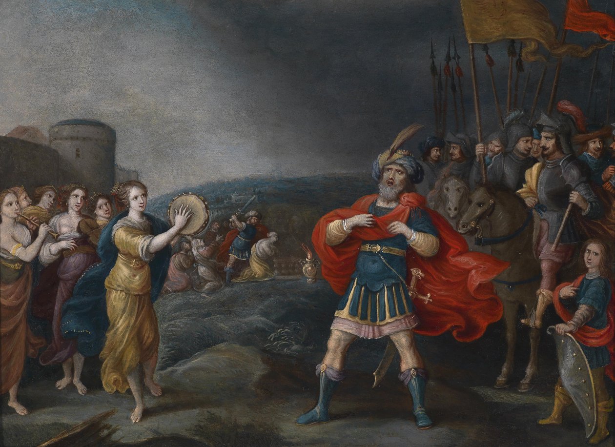 Il generale vittorioso Jephta incontra sua figlia da Hieronymous Francken III