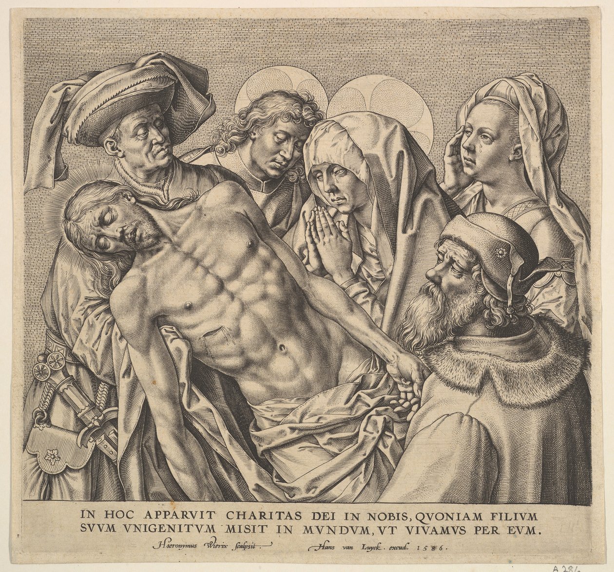 Portare il corpo di Cristo da Hieronymous Wierix