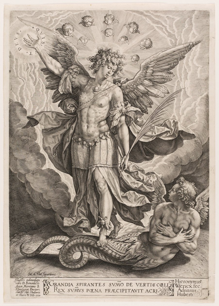 San Michele che trionfa sul drago da Hieronymous Wierix