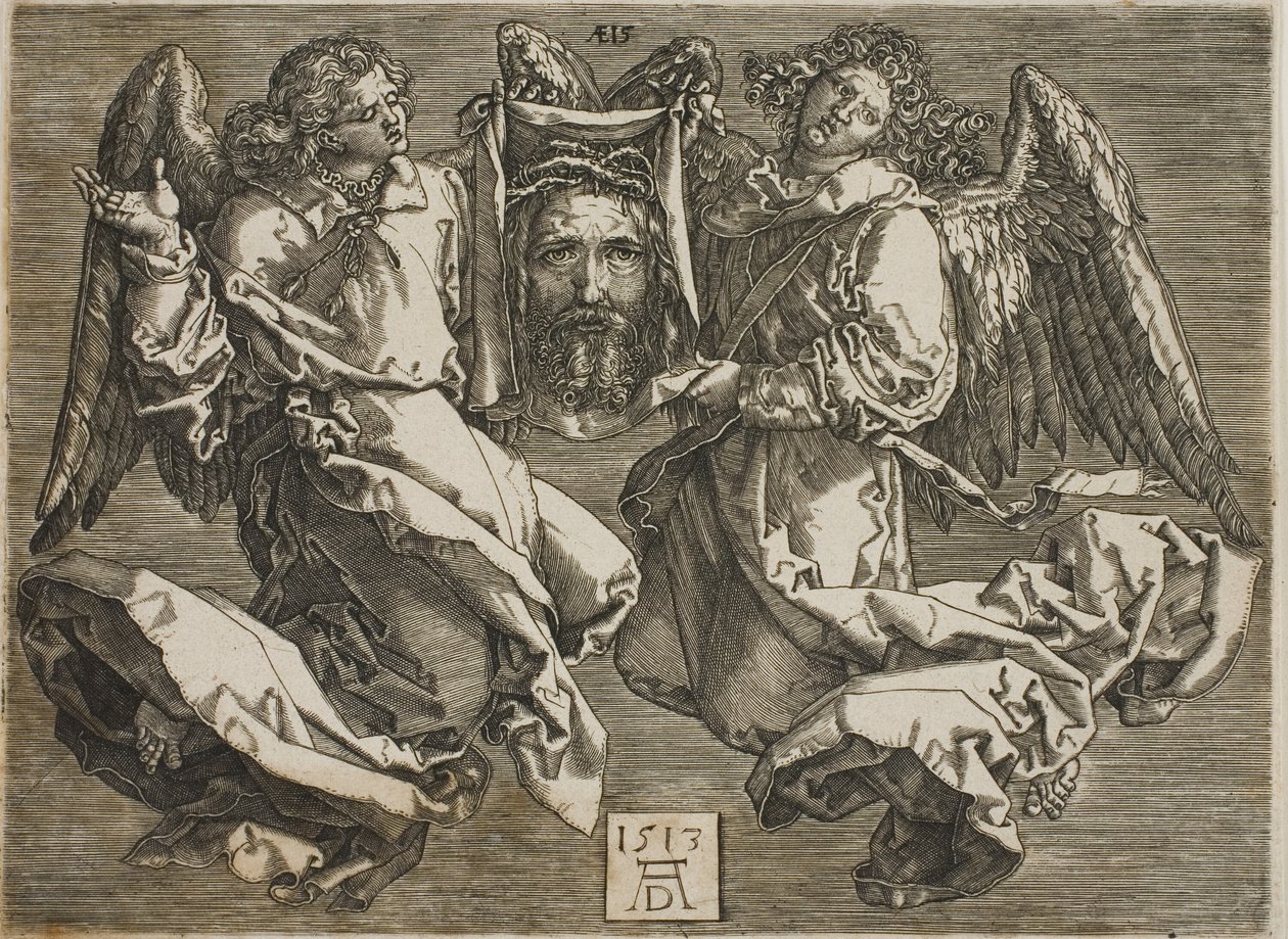 Sudario esposto da due angeli da Hieronymous Wierix